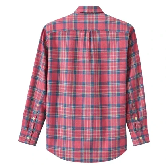 J.Crew Mens Madras Plaid Button Down Shirt Pink Blue Tailored Fit Small - Picture 3 of 6